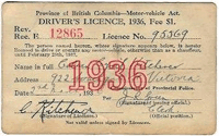 1936 British Columbia Driver's Licence