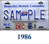 1986 Motorcycle Sample License Plate (Tom Lindner Collection)
