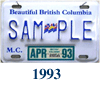 1993 Motorcycle Sample License Plate (Tom Lindner Collection)