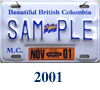 2001 Motorcycle Sample License Plate (Tom Lindner Collection)